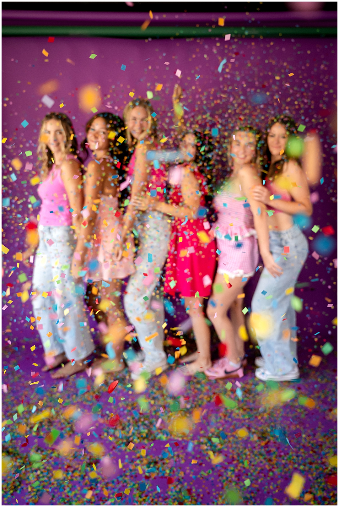 Mod Squad 2026: Cue the Confetti Photoshoot – Sarah Jane Photography is a high school senior photographer serving Bourbonnais & Chicagoland.