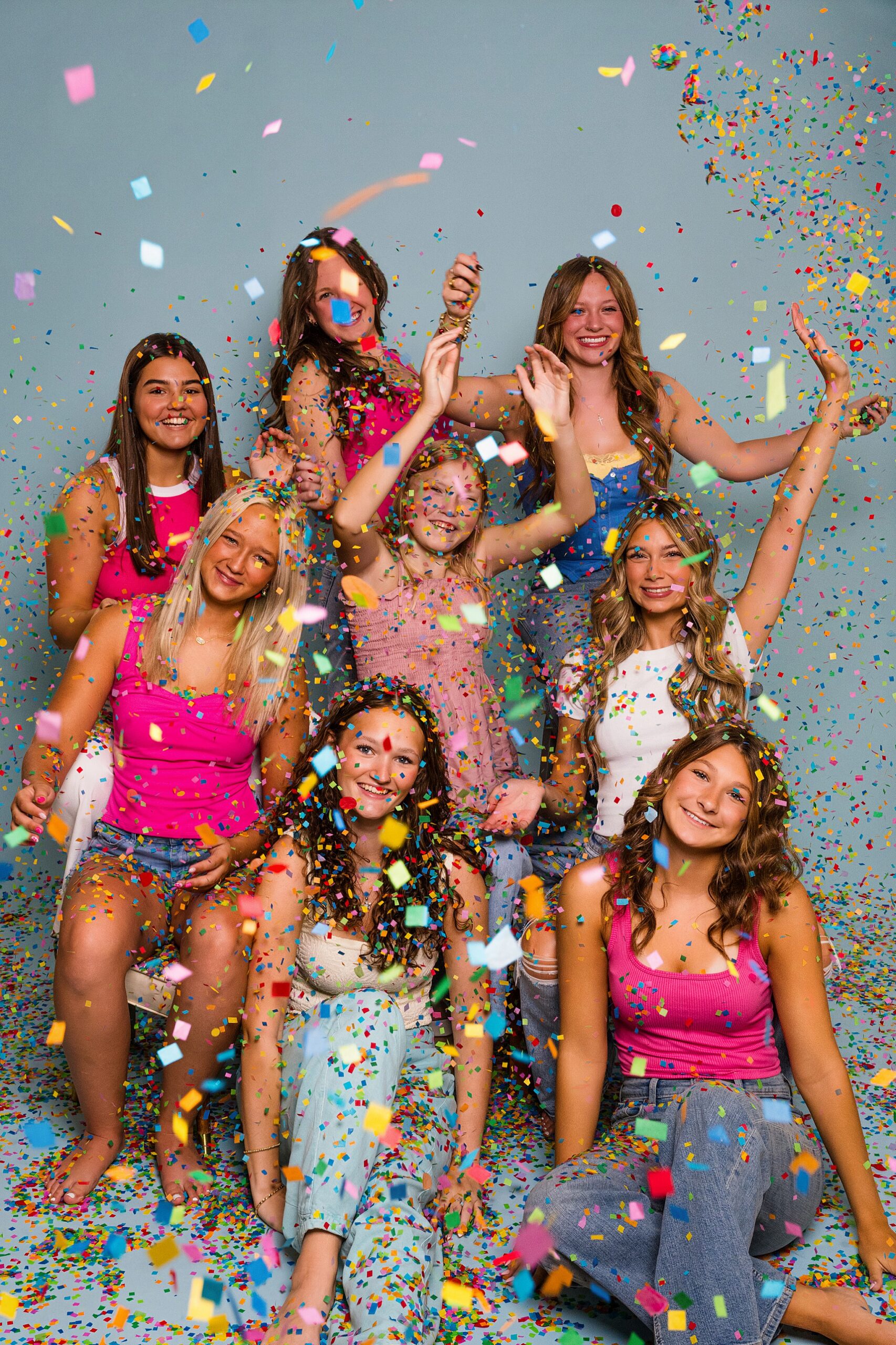 Mod Squad 2027: Confetti Color Photoshoot – Sarah Jane Photography is a high school senior photographer serving Bourbonnais & Chicagoland.