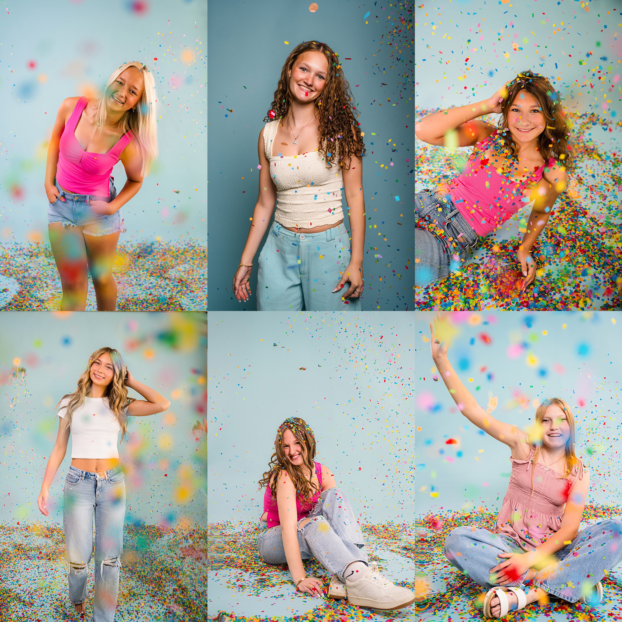Mod Squad 2027: Confetti Color Photoshoot – Sarah Jane Photography is a high school senior photographer serving Bourbonnais & Chicagoland.