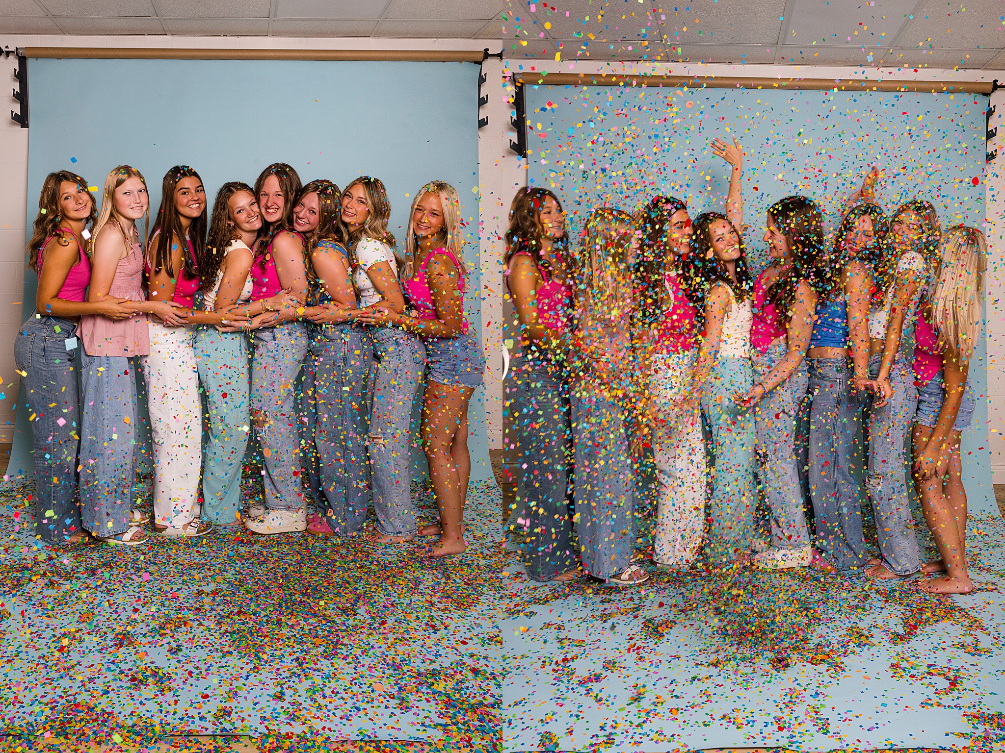 Mod Squad 2027: Confetti Color Photoshoot – Sarah Jane Photography is a high school senior photographer serving Bourbonnais & Chicagoland.