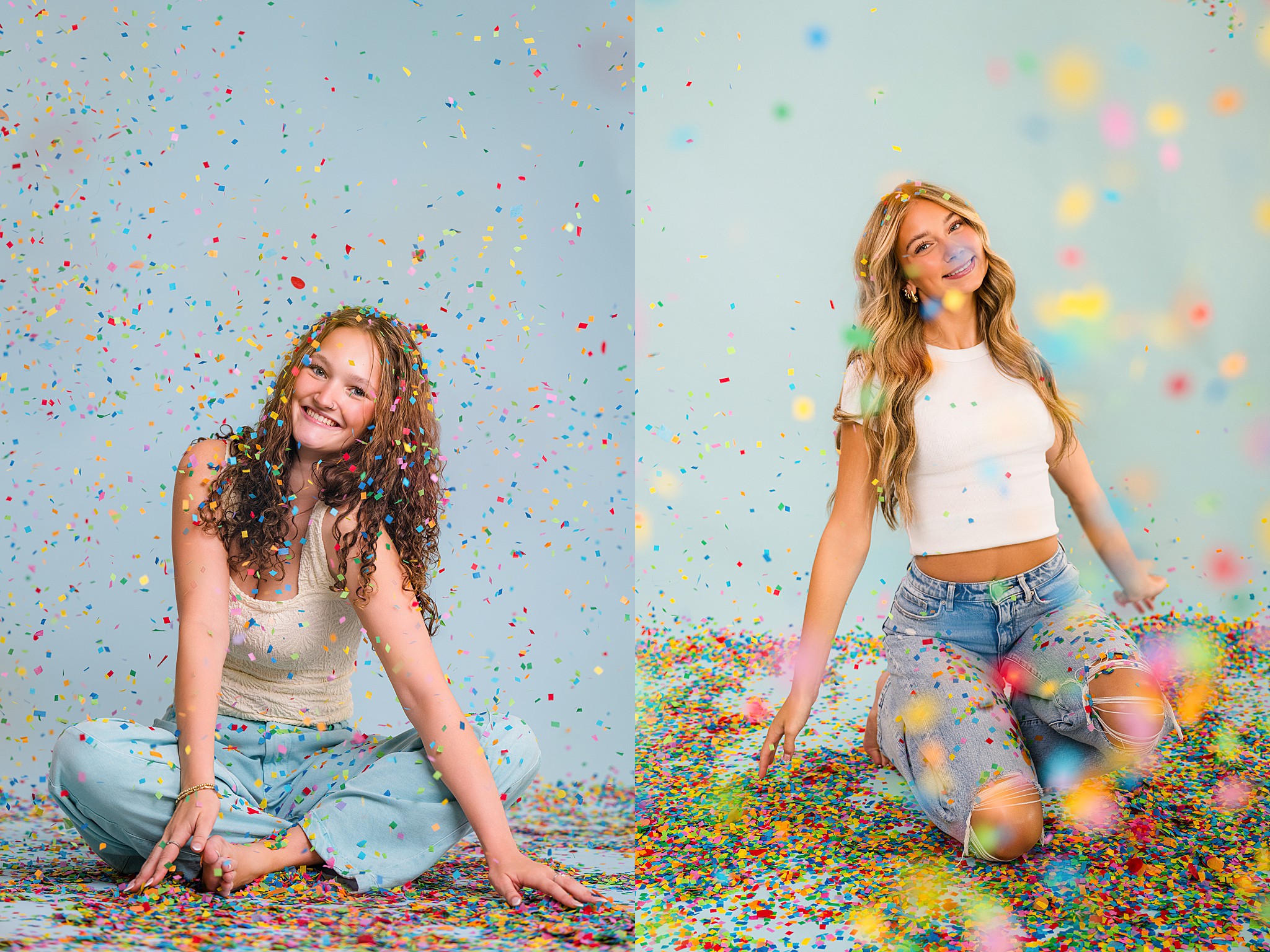 Mod Squad 2027: Confetti Color Photoshoot – Sarah Jane Photography is a high school senior photographer serving Bourbonnais & Chicagoland.