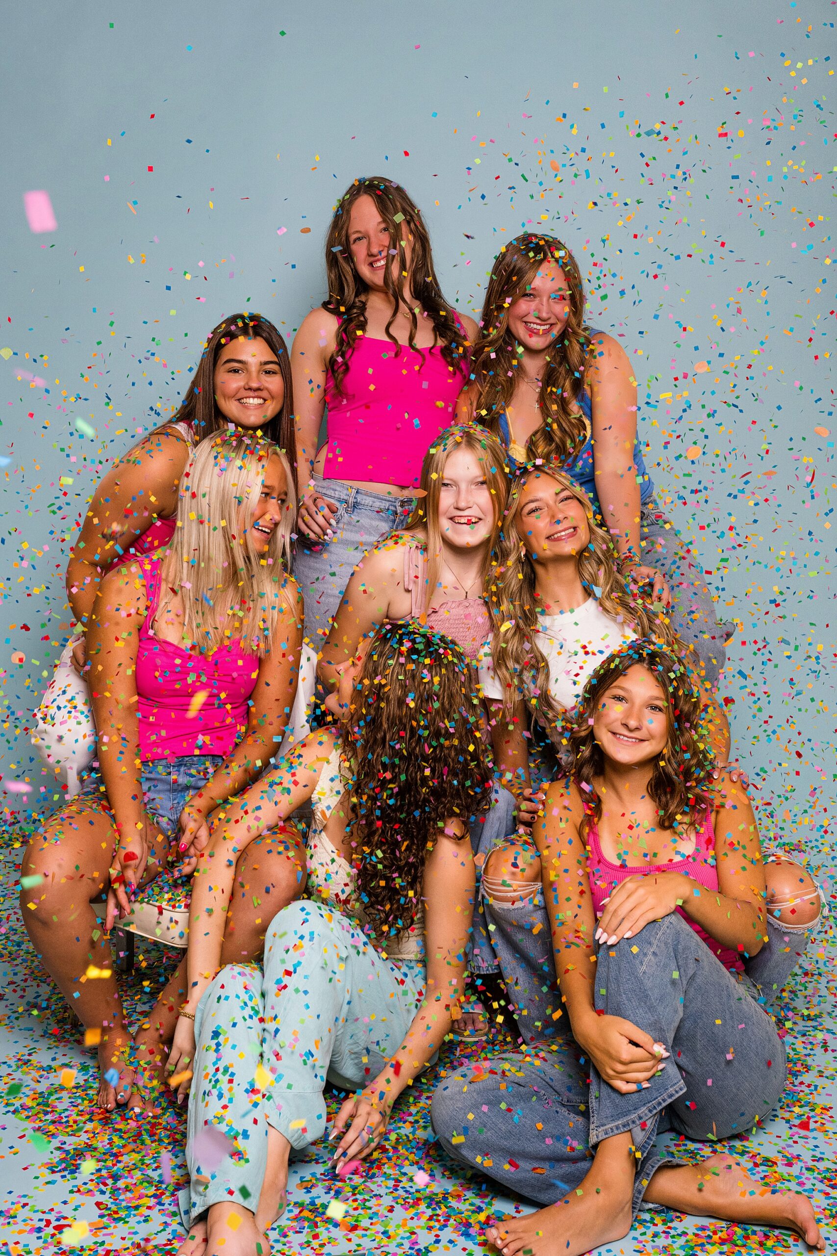 Mod Squad 2027: Confetti Color Photoshoot – Sarah Jane Photography is a high school senior photographer serving Bourbonnais & Chicagoland.