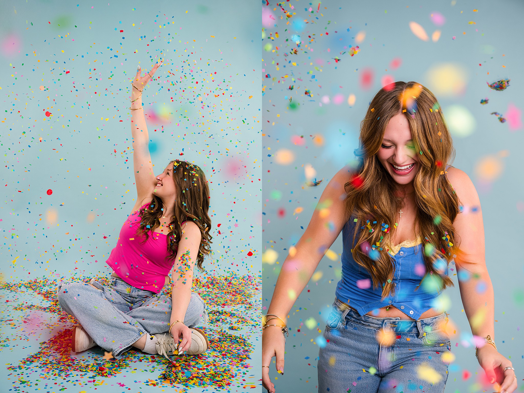 Mod Squad 2027: Confetti Color Photoshoot – Sarah Jane Photography is a high school senior photographer serving Bourbonnais & Chicagoland.